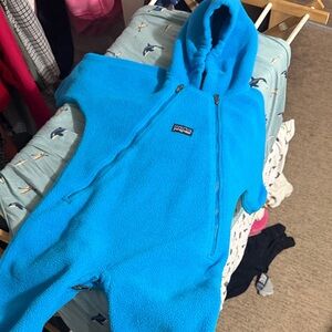 Patagonia Vibrant Blue Hooded Fleece Onesie